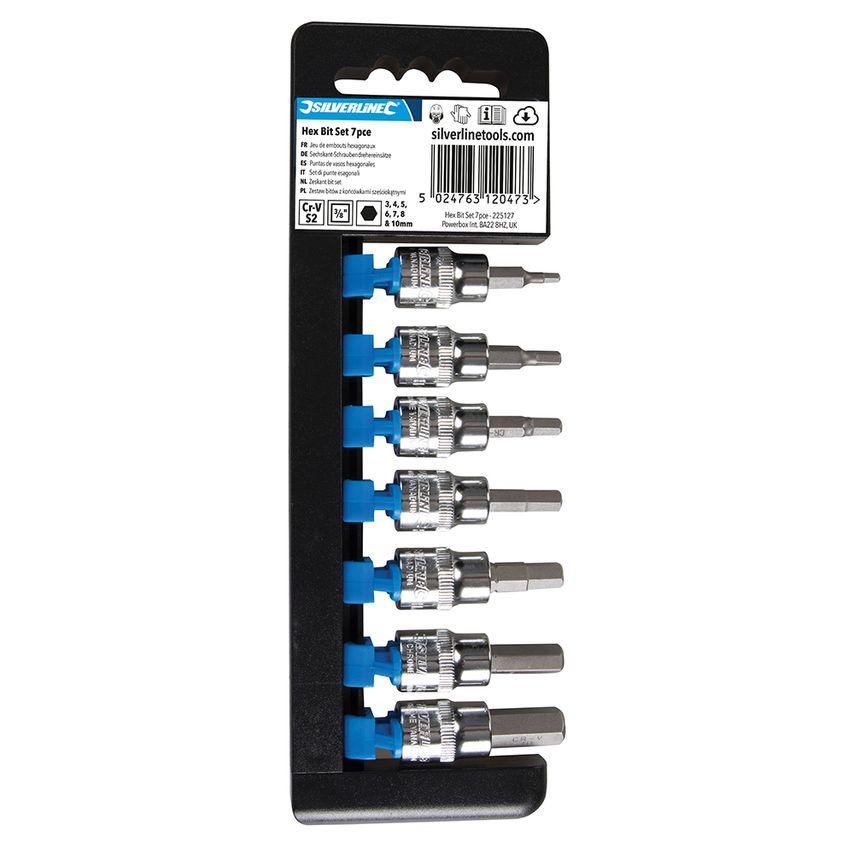 Hex Bit Set 3/8" Drive 7 Piece Hex 3 - 10mm