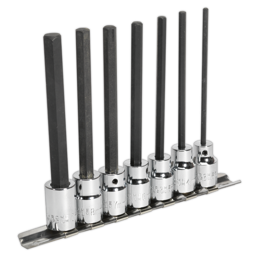 Hex Socket Bit Set7 Piece 3/8" Square Drive 110mm Metric