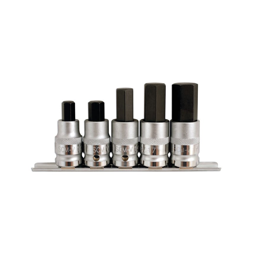 Hex Socket Bit Set 1/2"D 5 Piece