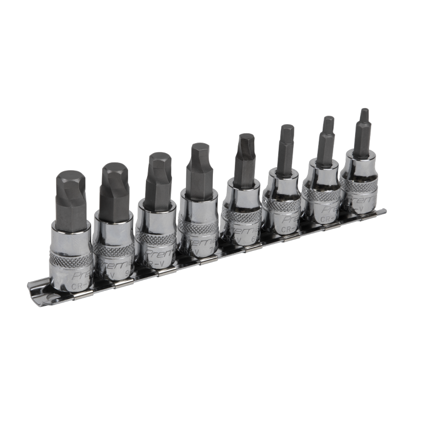 Hex Socket Bit Set Lock-on8 Piece 3/8" Square Drive Metric