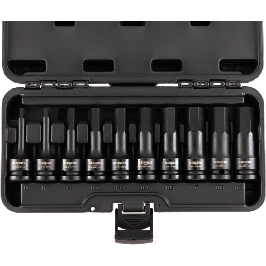 Hexagon Bit 1/2" Square Drive Impact Socket Set, 10 Piece