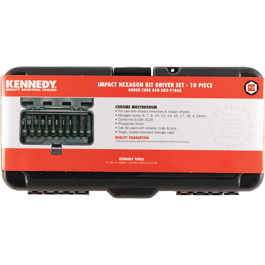 Hexagon Bit 1/2" Square Drive Impact Socket Set, 10 Piece