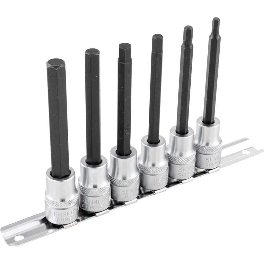Hexagon Bit Set 3/8" Square Drive 4mm - 10mm x 100mm (6 Piece) Chrome Vanadium