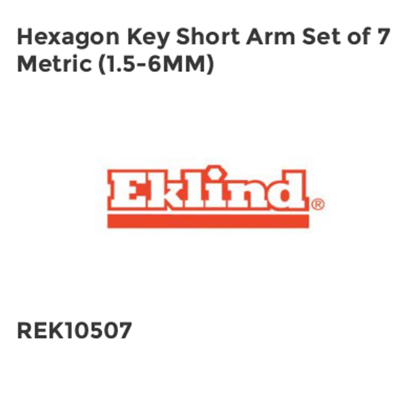 Hexagon Key Short Arm Set of 7 Metric (1.5-6mm)