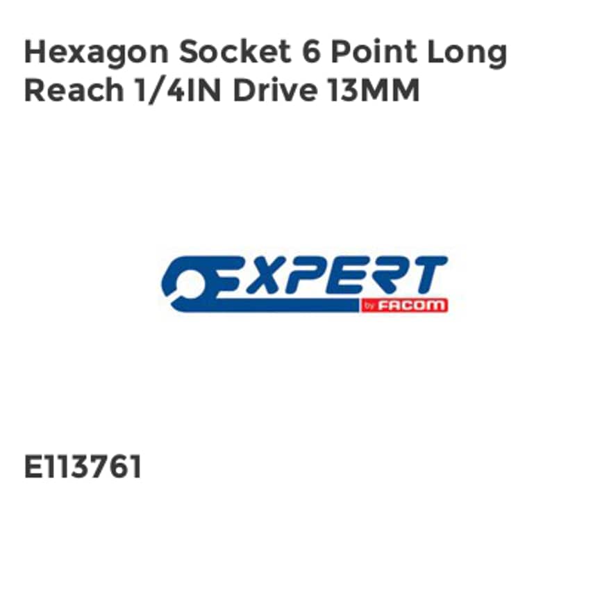 Hexagon Socket 6 Point Long Reach 1/4in Drive 13mm BRIE113761B