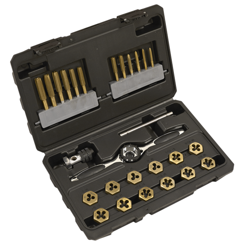 Hexagonal Tap and Die Set 26 Piece Hexagonal SAE/Imperial Titanium Coated