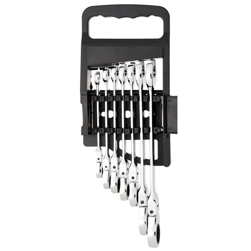 Hi-Torq Metric Flexible Head Ratcheting Combination Spanner Set (7 pc)
