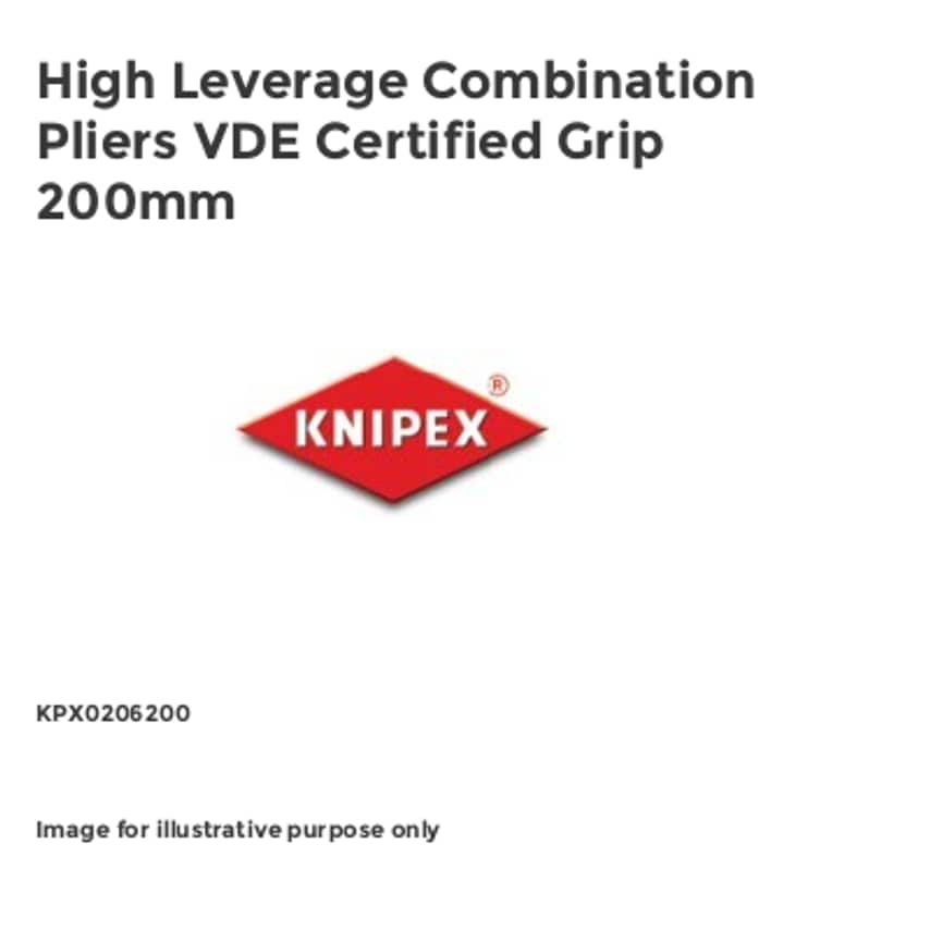 High Leverage Combination Pliers VDE Certified Grip 200mm