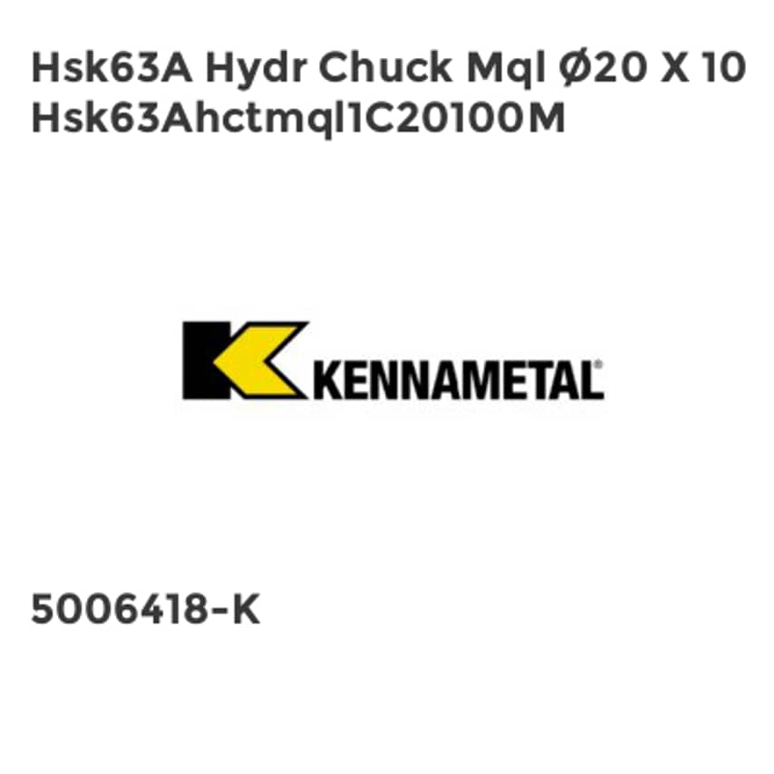 Hsk63A Hydr Chuck Mql 20 x 10 Hsk63Ahctmql1C20100M