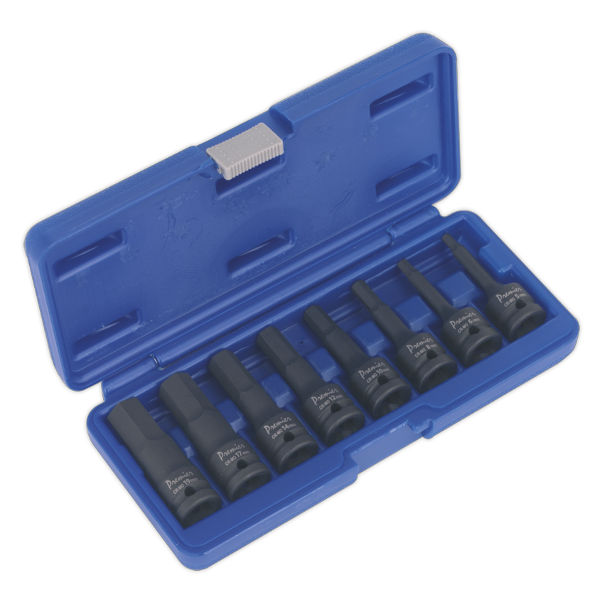 Impact Hex Socket Bit Set8 Piece 1/2" Square Drive