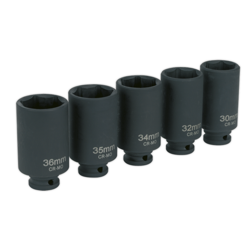Impact Hub Nut Socket Set 5 Piece 1/2" Sq. Drive