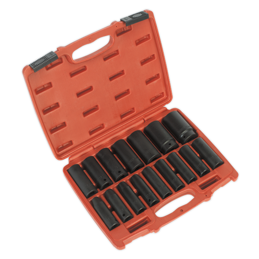 Impact Socket Set16 Piece 1/2" Square Drive Deep Metric