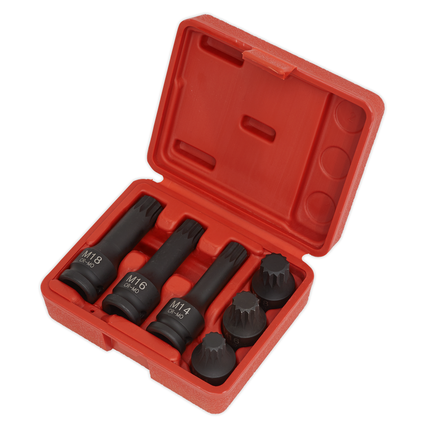 Impact Spline Socket Bit Set 6 Piece 1/2" Sq. Drive
