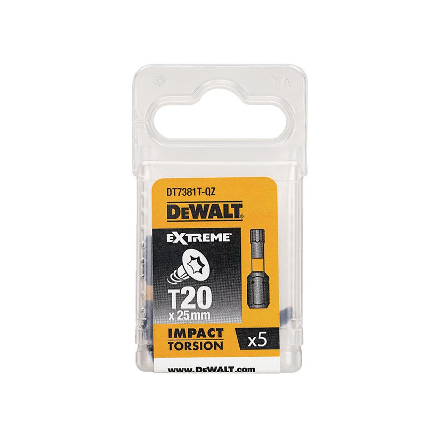 Impact Torsion Bits TX20 x 25mm (Pack 5) DEWDT7381TQZ