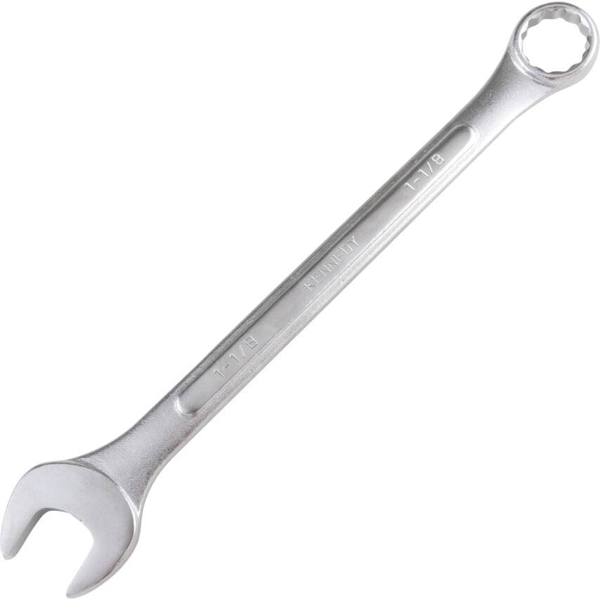 Imperial Combination Spanner, Drop Forged Carbon Steel, 1 1/8in