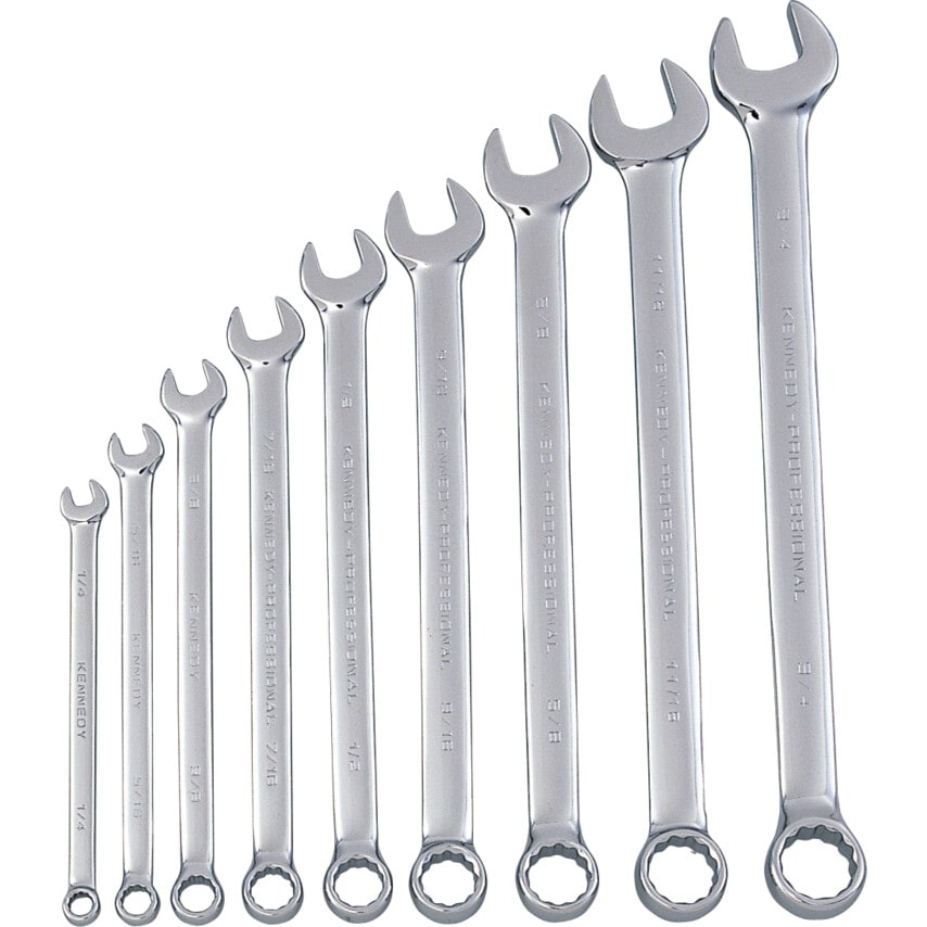 Imperial Combination Spanner Set, 1/4 - 3/4in., Set of 9