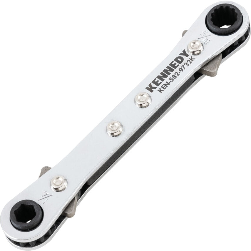 Imperial Double End Ring Ratchet Spanner, Chrome Vanadium Steel, Reversible, 1/4in. x 5/16in