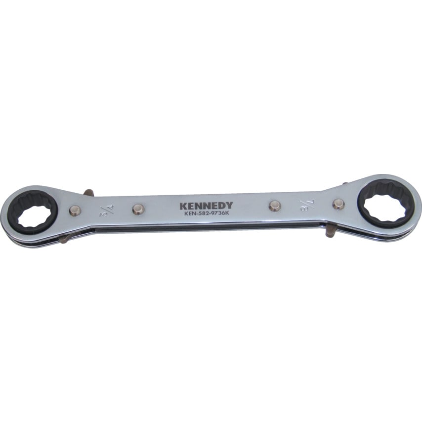 Imperial Double End Ring Ratchet Spanner, Chrome Vanadium Steel, Reversible, 3/4in. x 7/8in