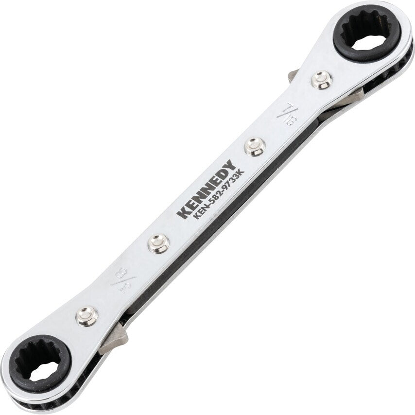Imperial Double End Ring Ratchet Spanner, Chrome Vanadium Steel, Reversible, 3/8in. x 7/16in