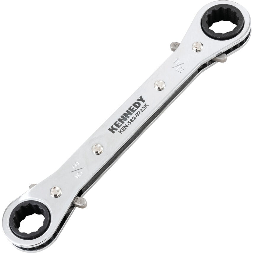 Imperial Double End Ring Ratchet Spanner, Chrome Vanadium Steel, Reversible, 5/8in. x 11/16in