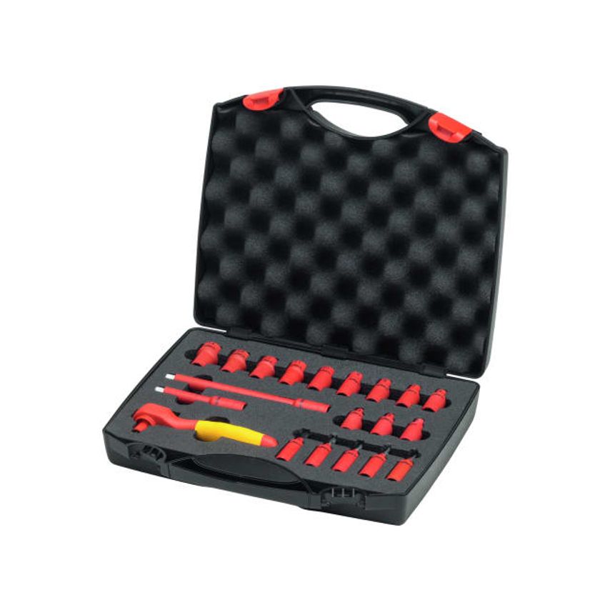 Insulated 1/4in Ratchet Wrench Set, 21 Piece (Inc. Case)