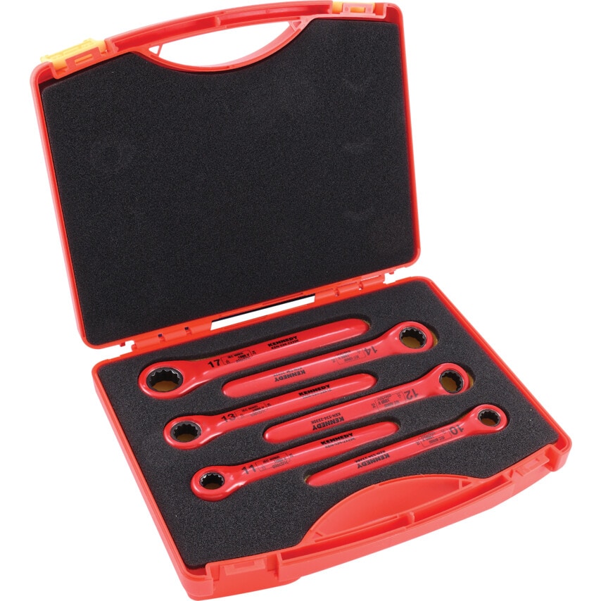 Insulated Ratchet Ring Spanner Set - 6PCS Double Triangle 1000 V