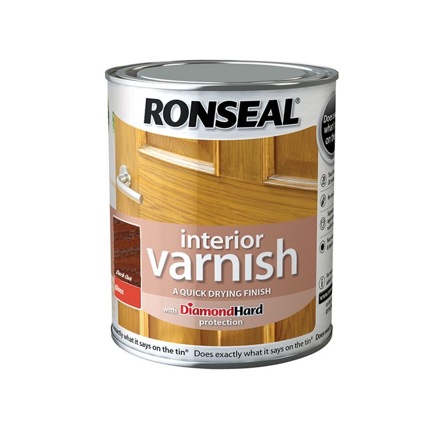 Interior Varnish Quick Dry Gloss Dark Oak 250ml RSLINGDO250