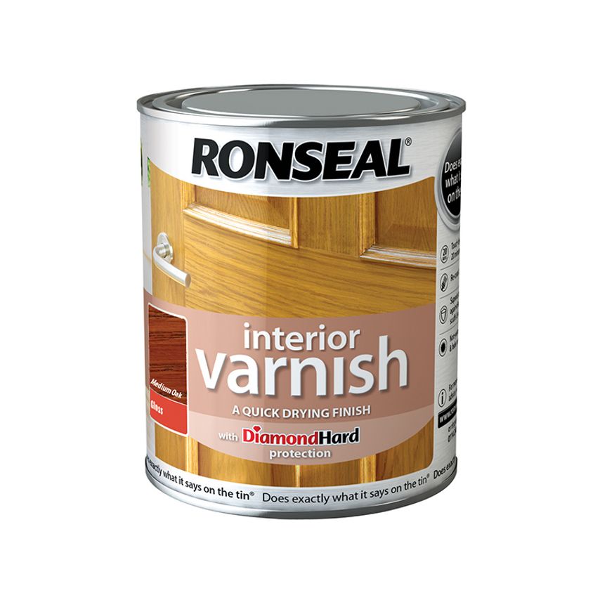 Interior Varnish Quick Dry Gloss Medium Oak 750ml RSLINGMO750