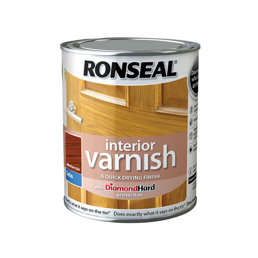 Interior Varnish Quick Dry Satin Medium Oak 250ml RSLIVSMO250