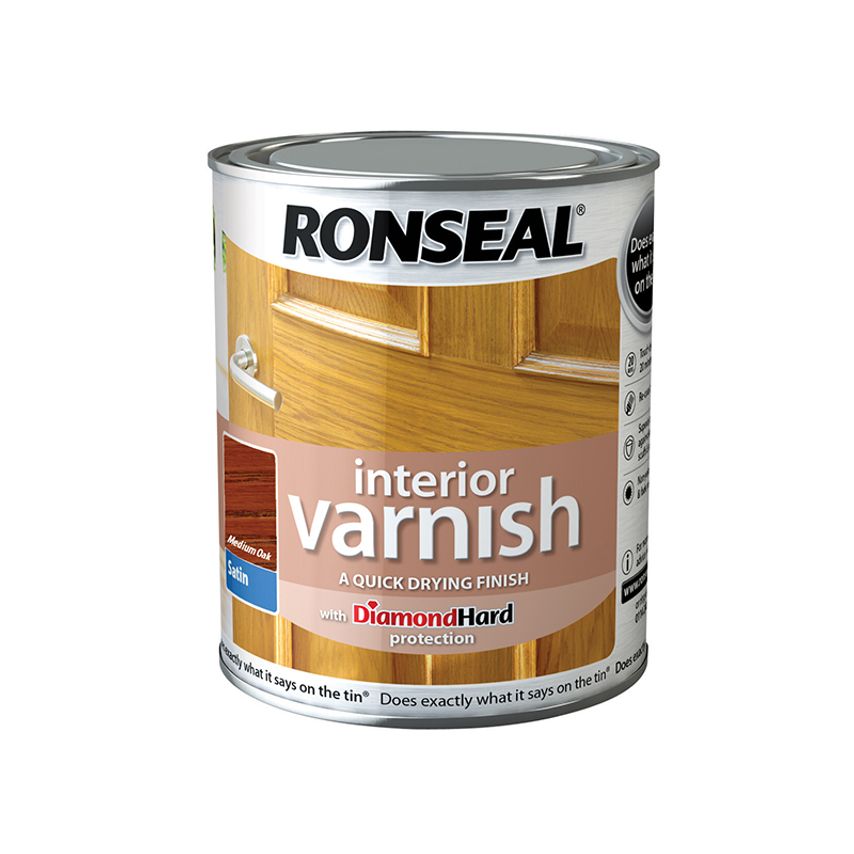 Interior Varnish Quick Dry Satin Medium Oak 750ml
