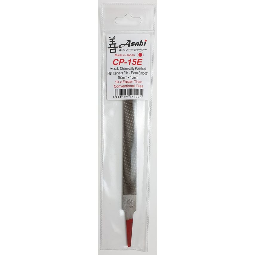 Iwasaki CP-15E Japanese Chemically Polished Flat Carvers File Extra Smooth Cut, 150mm x 16mm