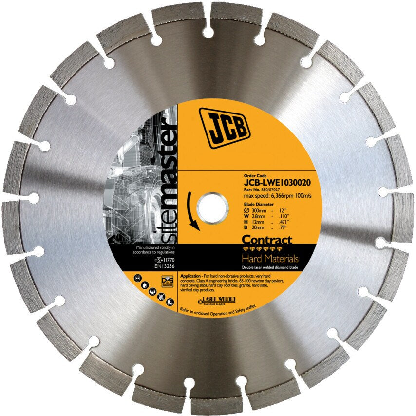 JCB LWE10 350mm Diamond Blade 25.4mm Bore Hard Mat