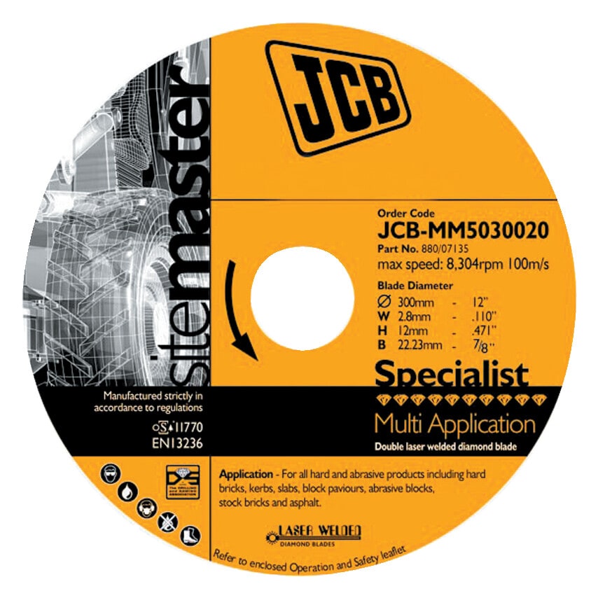 JCB MM50 300mm Diamond Blade 20mm Bore Multi App