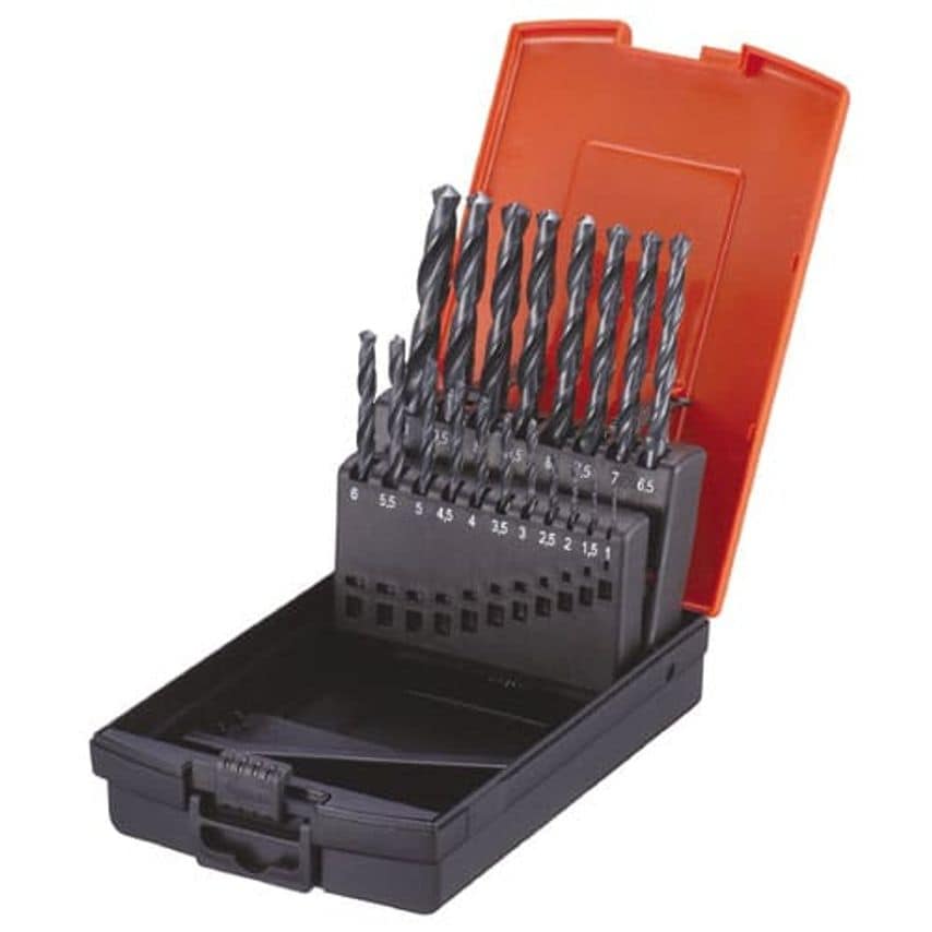 JET Twist Drill Cassette 19 Pieces, HSS 4241, DIN338, Roll Forged, Black