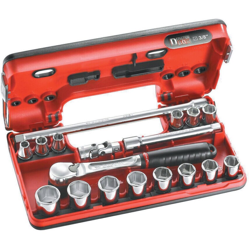 JL.DBOX1PB 3/8" Standard 6PT Detection Box Socket Set