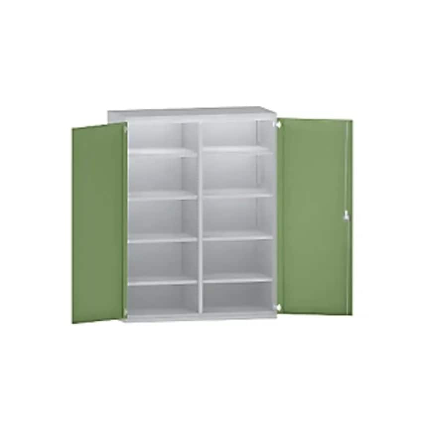 JUMBO Heavy Duty Cupboard Sheet Steel - 8 Shelves - Light Grey/Reseda Green