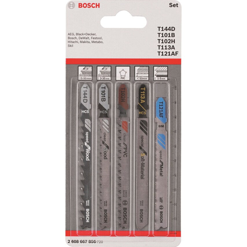 Jigsaw Blades, T-shank, All in One (Pk-5)