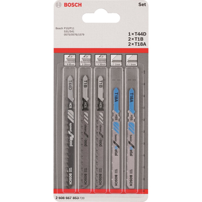 Jigsaw Blades, for Wood & Metal, Pack of 5