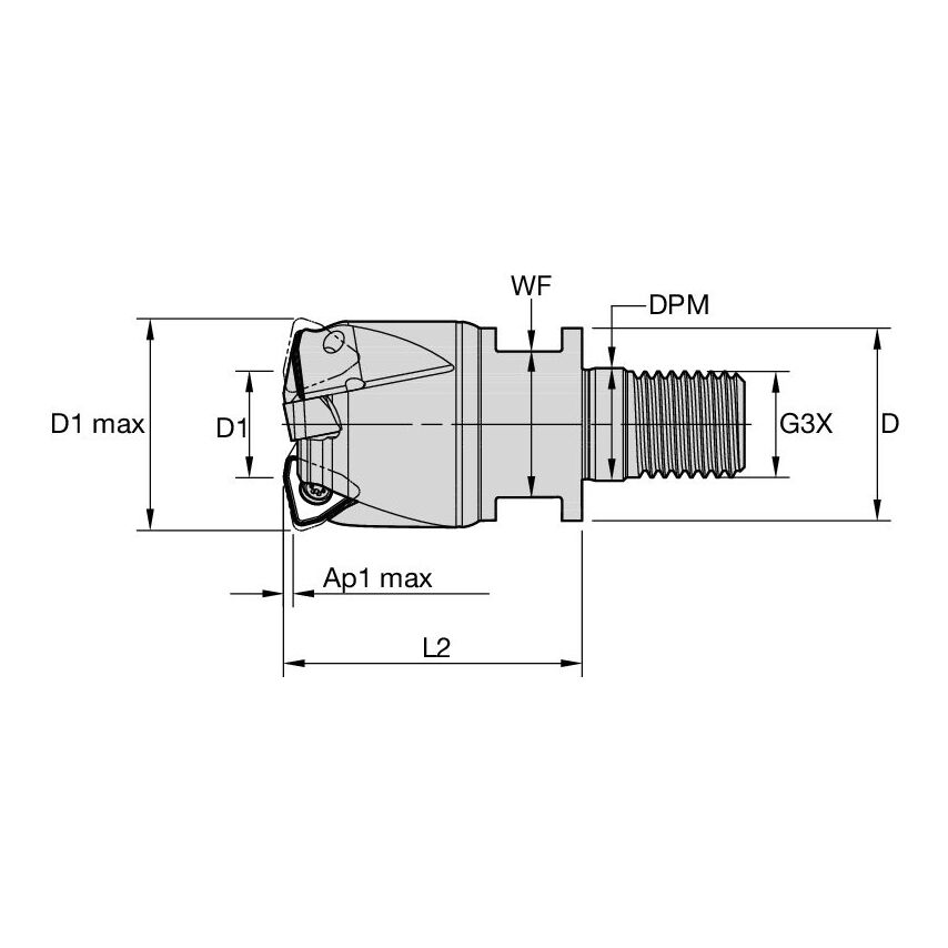 KF2X100W0902M12L138 High Feed Cutter D=1.00 Z=2 Solid Carbide