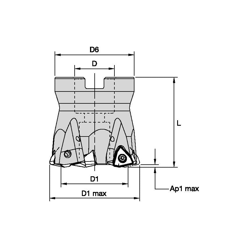 KF2X250W0906S075L175 High Feed Cutter D=2.50 Z=6 Sh