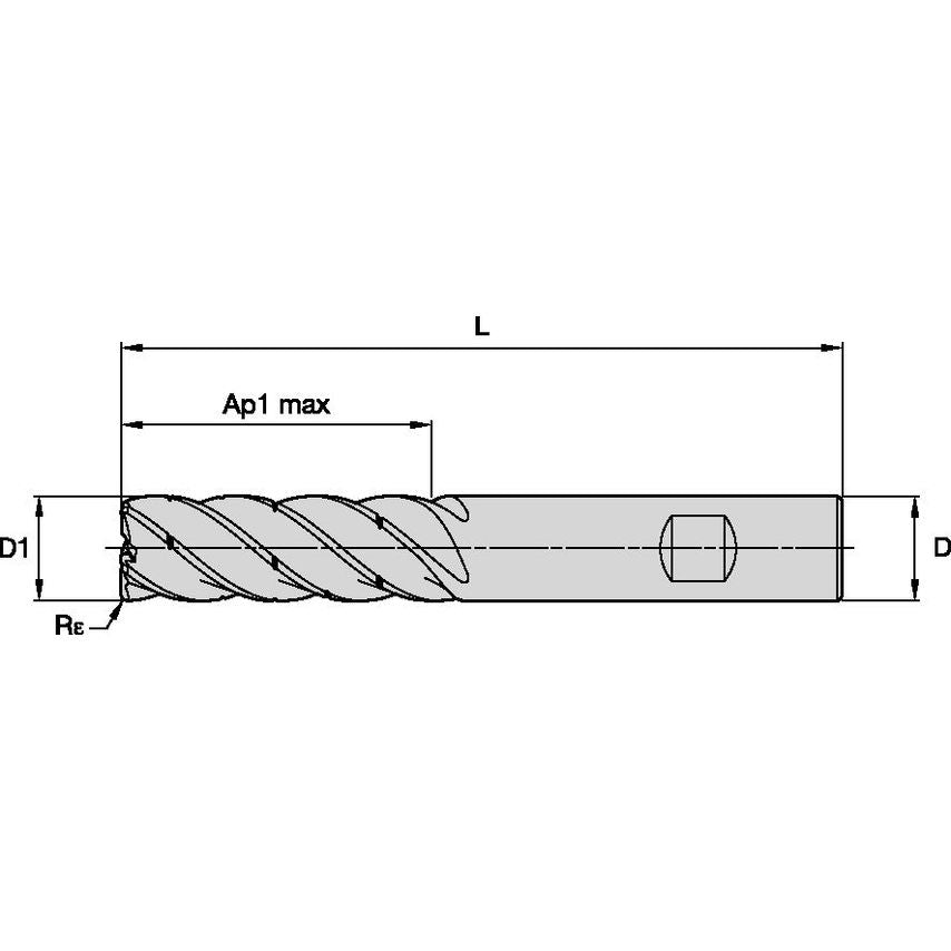 KOR5RA2000R060HBR100CM End Mill KOR5 20X20X60X125 R1