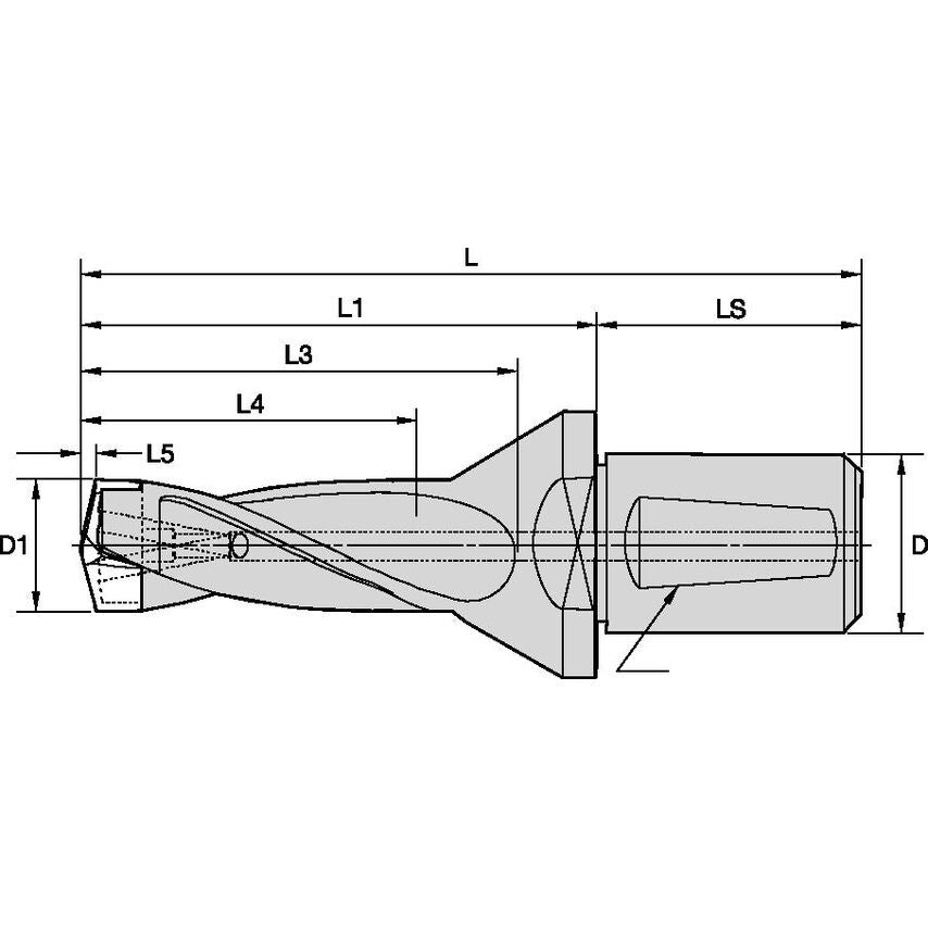 KSEM340R5WD50M Drill Body 5 x D, DIAMETER=34.0