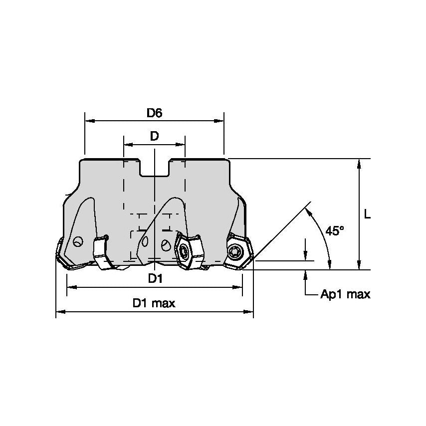KSHR063A04RS45HN06 Dodeka Mini 45 Shell Mill D=63