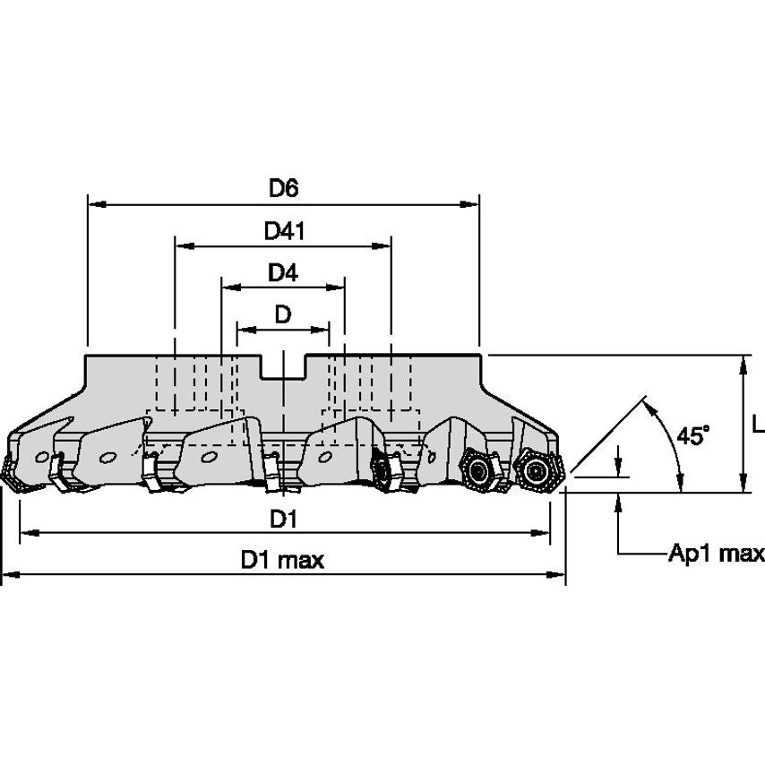KSHR250C12RS45HN13 Dodeka Max 45 Shell Mill D=25