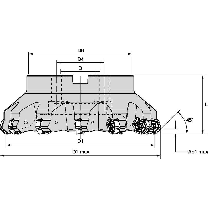 KSHR40A04RS45HN09 Dodeka 45 Shell Mill D=40 Z=4
