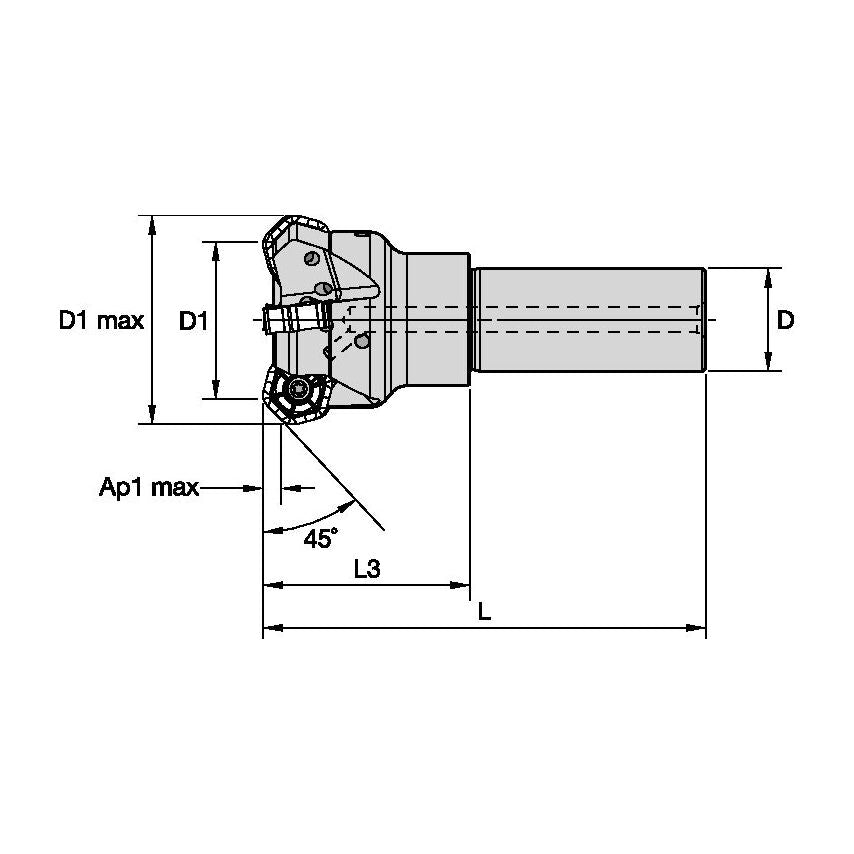 KSHR40D04R50A25SHN09 Dodeka 45 End Mill D=40 Z=4