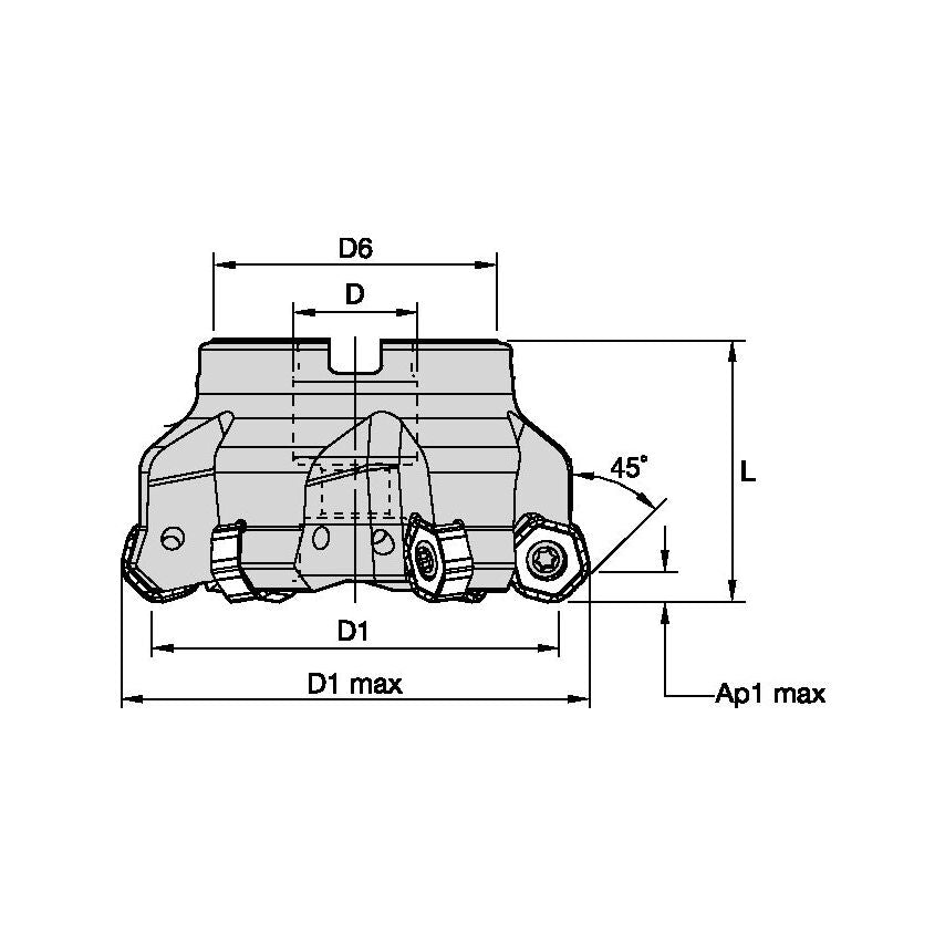KSHR500HN4345M6 Dodeka Mini 45 Shell Mill D=5"