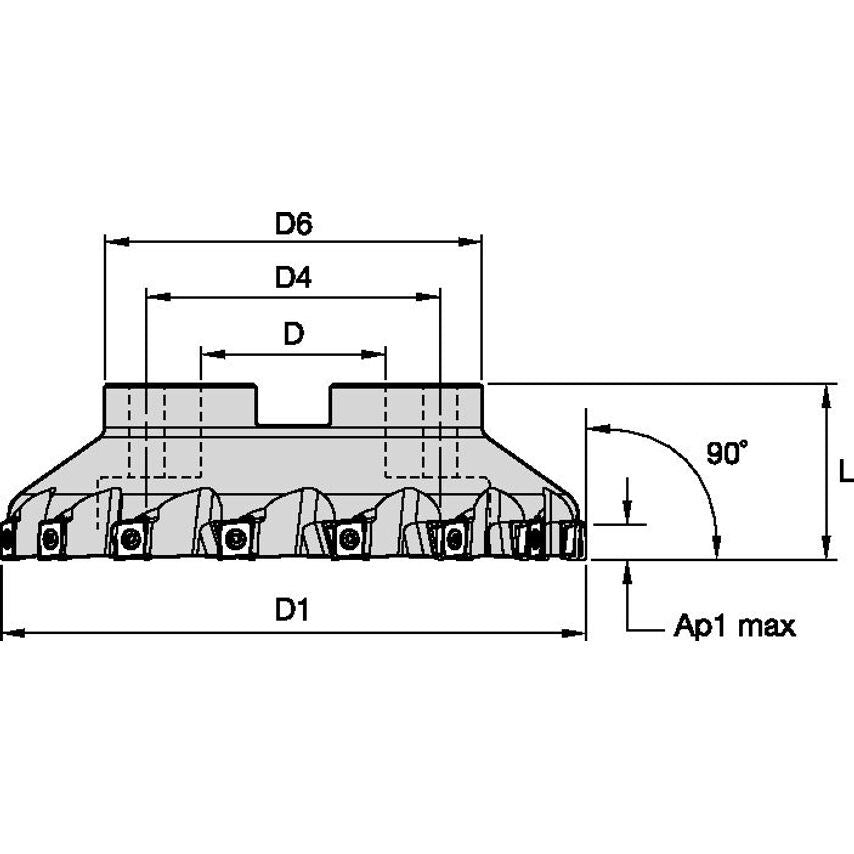 KT4D250Z06S100LN12L175 KT4 D2.50 Z=6 Inch Shell Mill