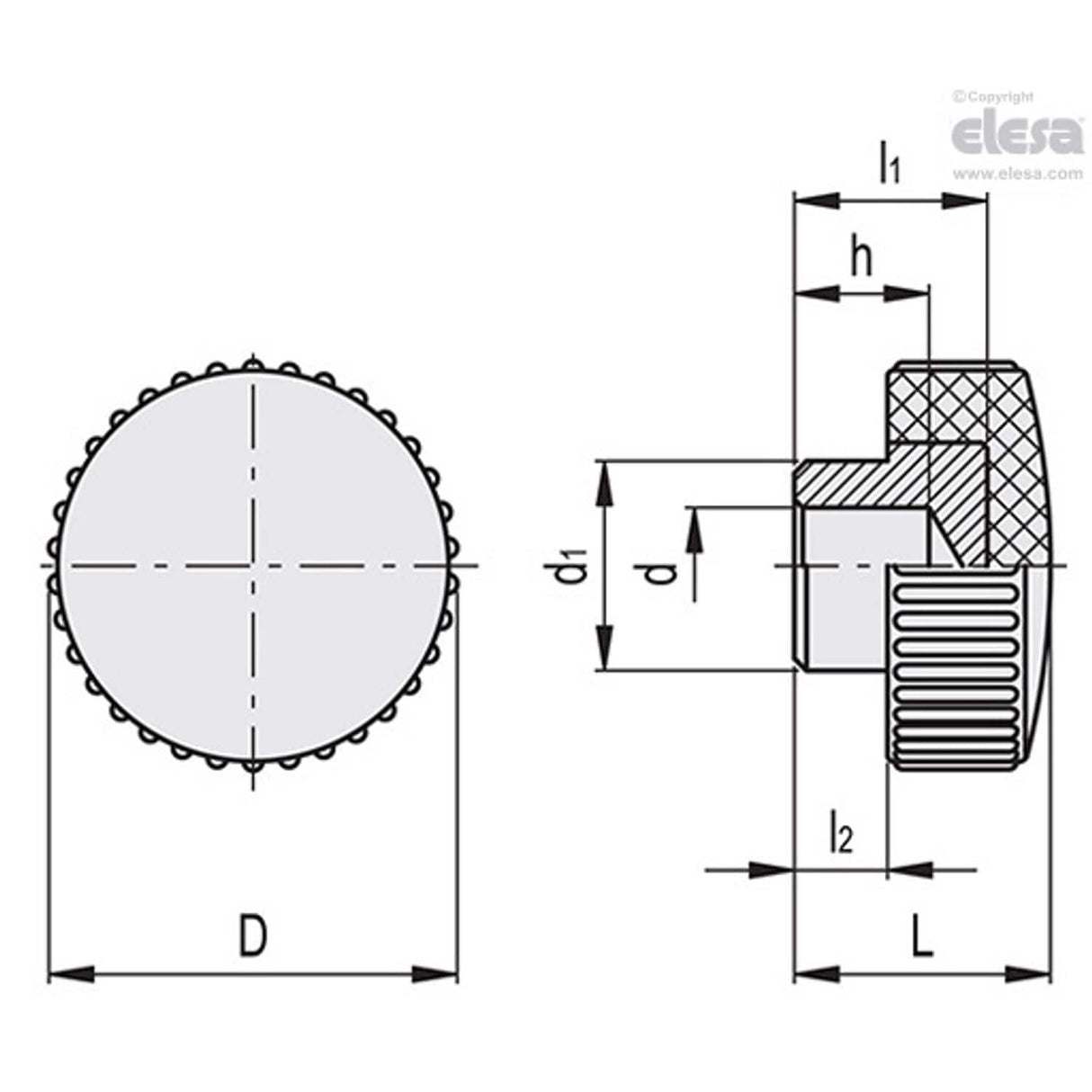 Knurled grip knob-B.220/35