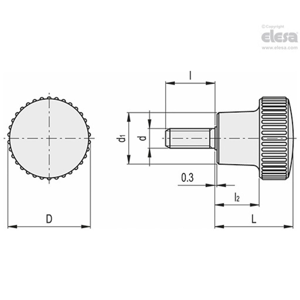 Knurled grip knob-B.259/20 p-M6x16